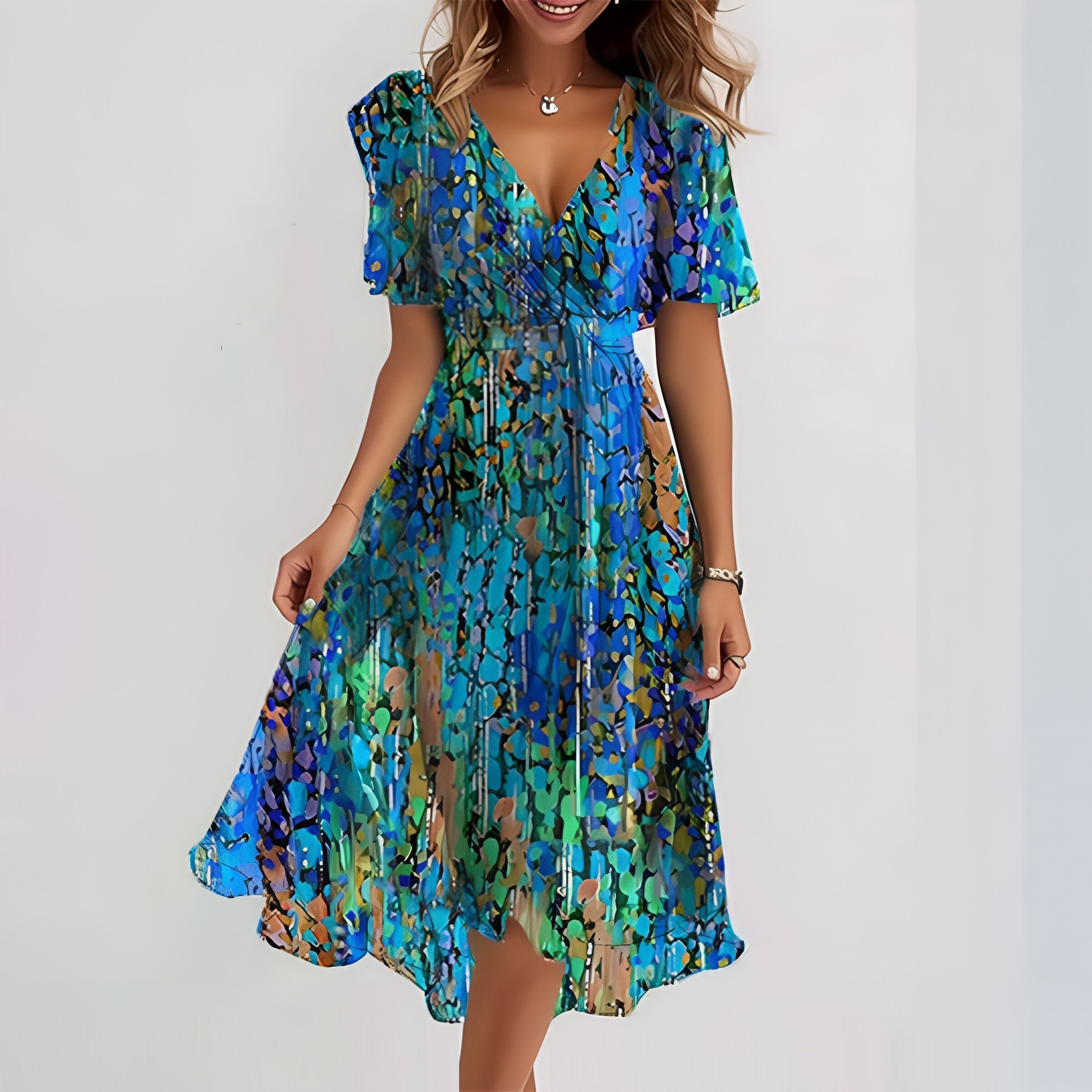 Viola | Midi Dress with Short Sleeves